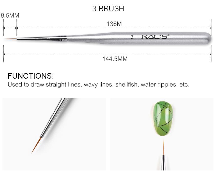 kads 15Pcs Nail Art Liner Brush Set French Lines Stripe Flower Painting Pen Drawing Brush Manicure Tools Silver Color Handle