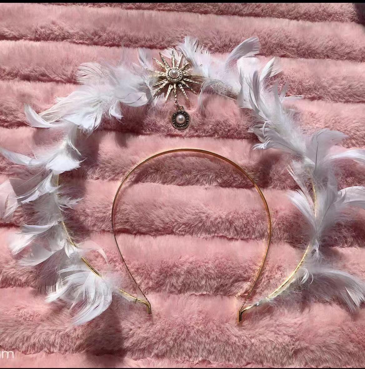 

Черно-белый нимб с крыльями ангела и эльфа из перьев для костюма на Хэллоуин или реквизит для фото