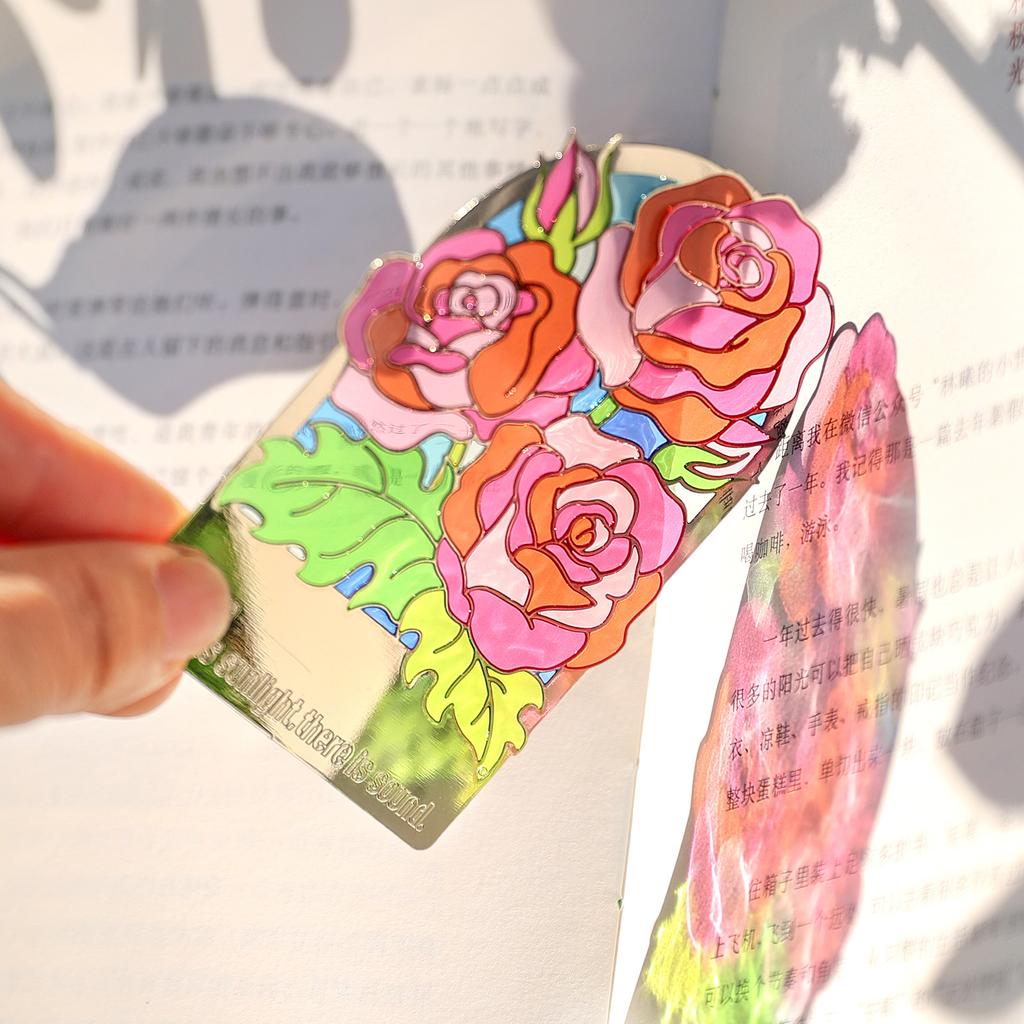 Metal Hollow Bookmark Floral Design Reading Page Marker For Students Teacher Gift Graduation Stationery Refrigerator Magnet Deco