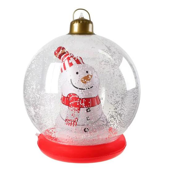 24 Inch Inflatable Christmas Ball Ornament Large Clear Blow Up Ball Christmas Decoration with Snowman Santa Tree Inside for Holiday Yard Lawn Decor