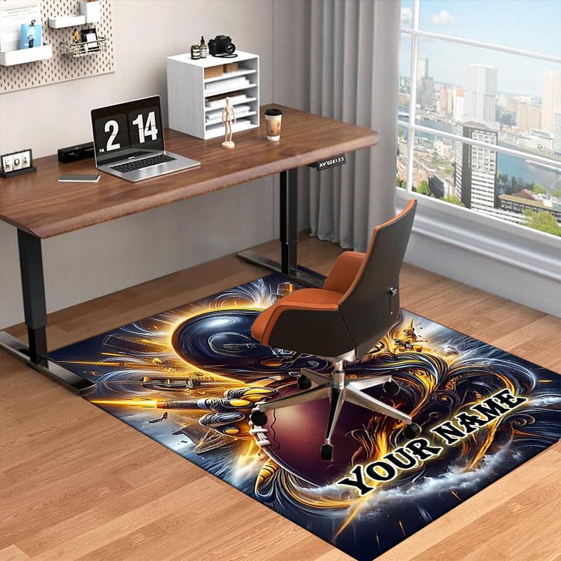 1PC Custom Name Football Helmet And Ball Theme Floor Mat Ideal for Living Room, Game Rooms, Office, Bedroom,Floor Mat Playful Design237