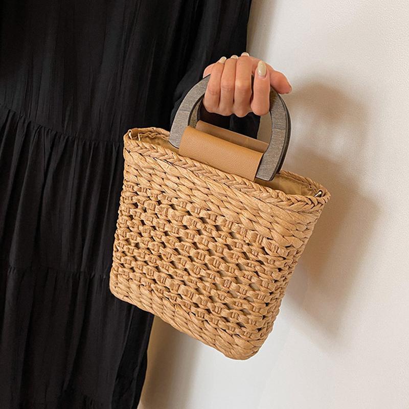 Summer Beach Bag Women Weave Handmade Straw Bag Bohemian Lady Shoulder Bag Kintted Handbag Vacation Crossbody Bag Girls Pouch