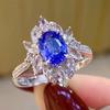 2026 New Blue Cube Zircon Attends Banquet Ring Fashionable, Elegant, High End Women's Bridal Luxury Inlaid Jewelry Accessories