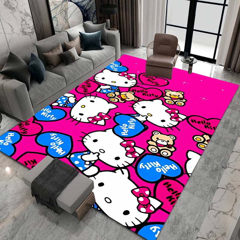 3DHello Kitty Cartoon Character Non-slip Rug for Living Room, Suitable for Bedrooms, Playrooms, Sofas, Home Decor Doormats.6