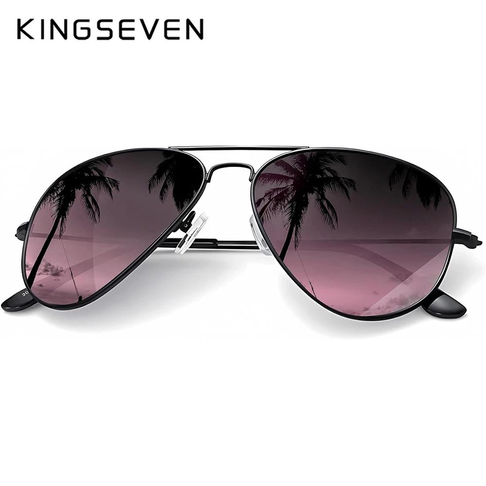 KINGSEVEN New Fashion Men‘s Sunglasses Polarized UV400 Mirror Gradient Lens Pilot Frame Glasses Women Retro Luxury Eyewear