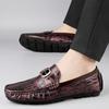 2025 Autumn and Winter New Men's Shoes Live Broadcast Explosion British Style Doudou Shoes Men's Foot Glove Crocodile Pattern Casual Driving Leathe