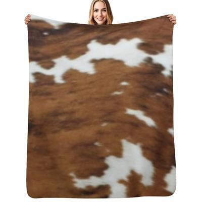 Brindle Cow Hide Throw Blanket Plush Fuzzy Cozy Blanket for Couch Sofa