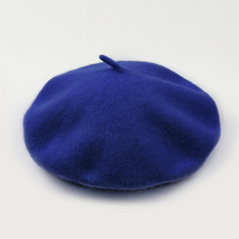 Dámský fialový vlněný baret: Klobouk se širokou krempou, Vintage britský, korejský a japonský styl pro podzim/zimu