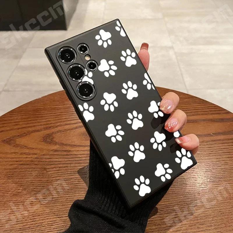 

Cat Footprints Love Print Phone Case For Samsung Galaxy S24 Ultra S23 FE S22 S20 Plus A15 A35 A50 A51 A54 A55 A71 A72 A73 Cover S23