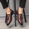 Men's Brock Engraved Leather Shoes Large Size Fashion Fringed Leather Shoes Business Leisure One Pedal Trendy Wedding Shoes