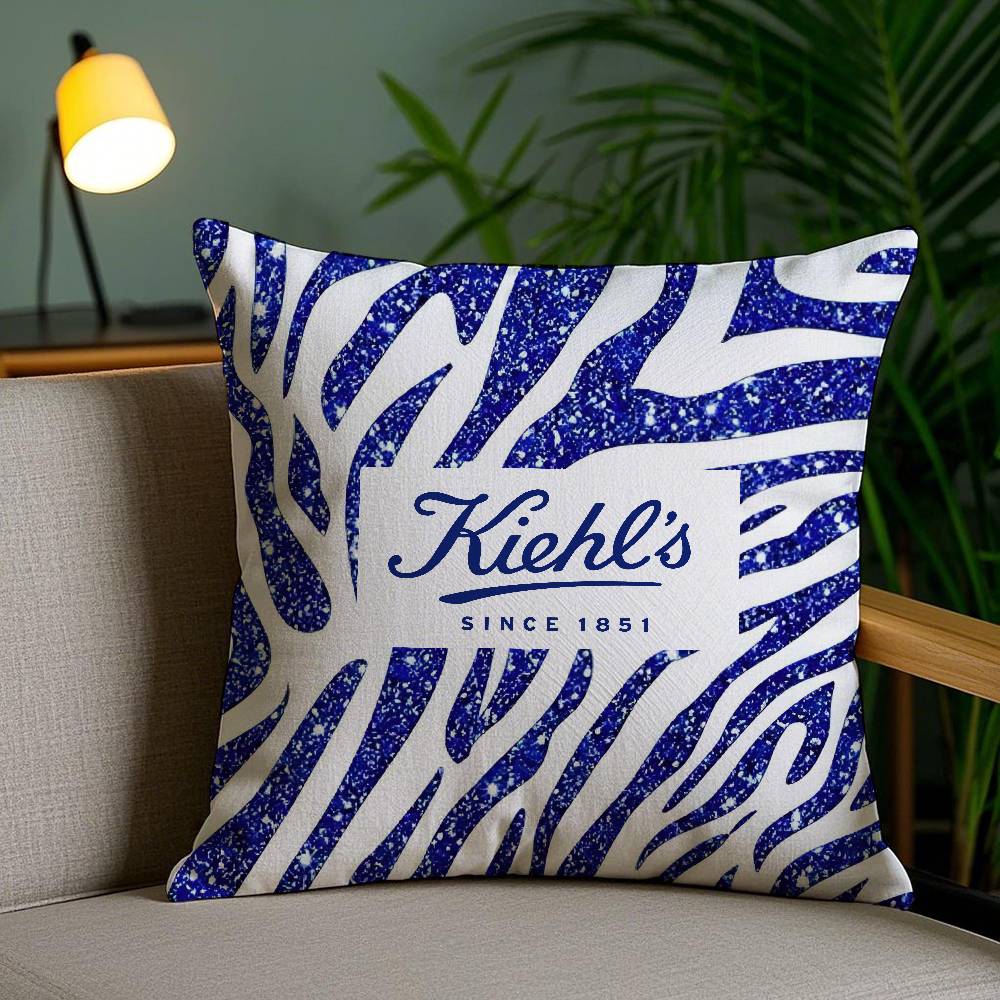 Light Pink And Elegant Print Kiehls-A Pillow Case Anti-dustmite Pillowcase Invisible zipper silky short plush Sofa cushion cover