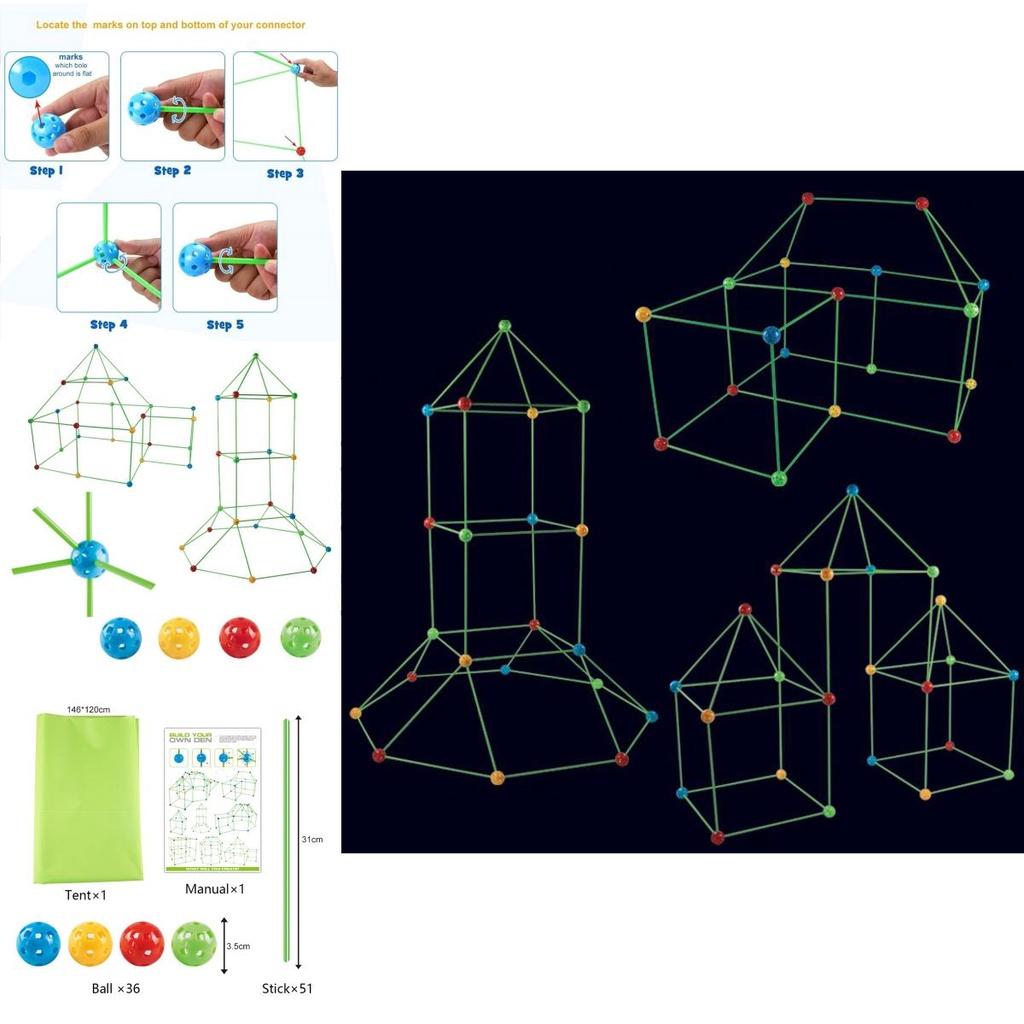 Kit de Construction de Fort pour Enfants Le Jouet Éducatif DIY Ultime Pour des Heures de Divertissement Intérieur et Extérieur