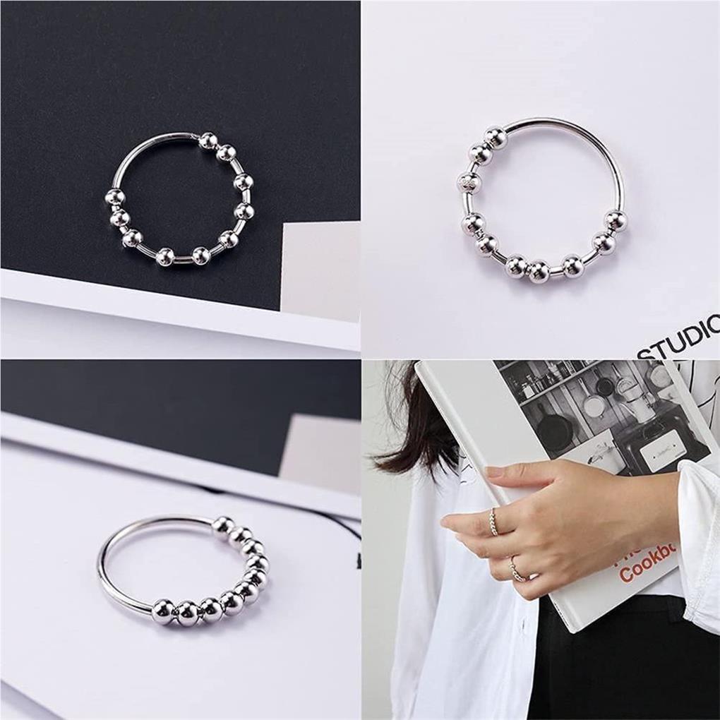 Bead Ring Fidget Rings Simple Steel Jewelry Style Beads Stainless Rotation Gift Copper Anti-stress Free