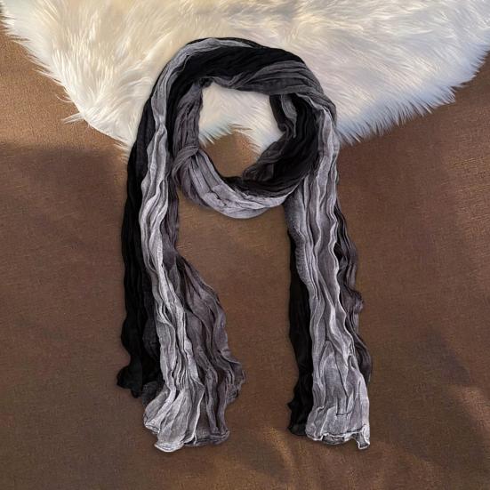 Scarf Shawl Two-Color Gradient Design Pleated Scarf Warm Neck Wrap Cold Weather Neck Warmer Fashion Accessories