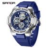 SANDA New Luxury Sport Mens Watch Dual Display Waterproof LED Luminous Digital Chronograph Quartz Man Watches Relogio Masculino