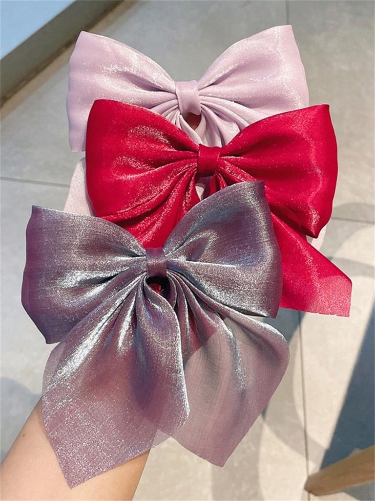 3 bows Duck Clip Girls hair accessories Elegant romantic bow clip non-slip gloss
