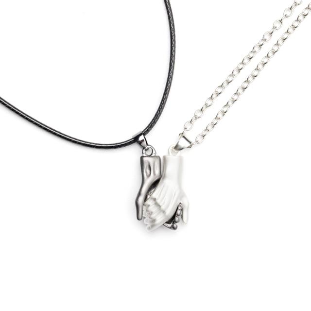 1pair Magnetic Couple Necklace For Lovers Gothic Punk Heart Pendant Necklace For Men Wedding Couple Jewelry Valentine 'S Day Gift