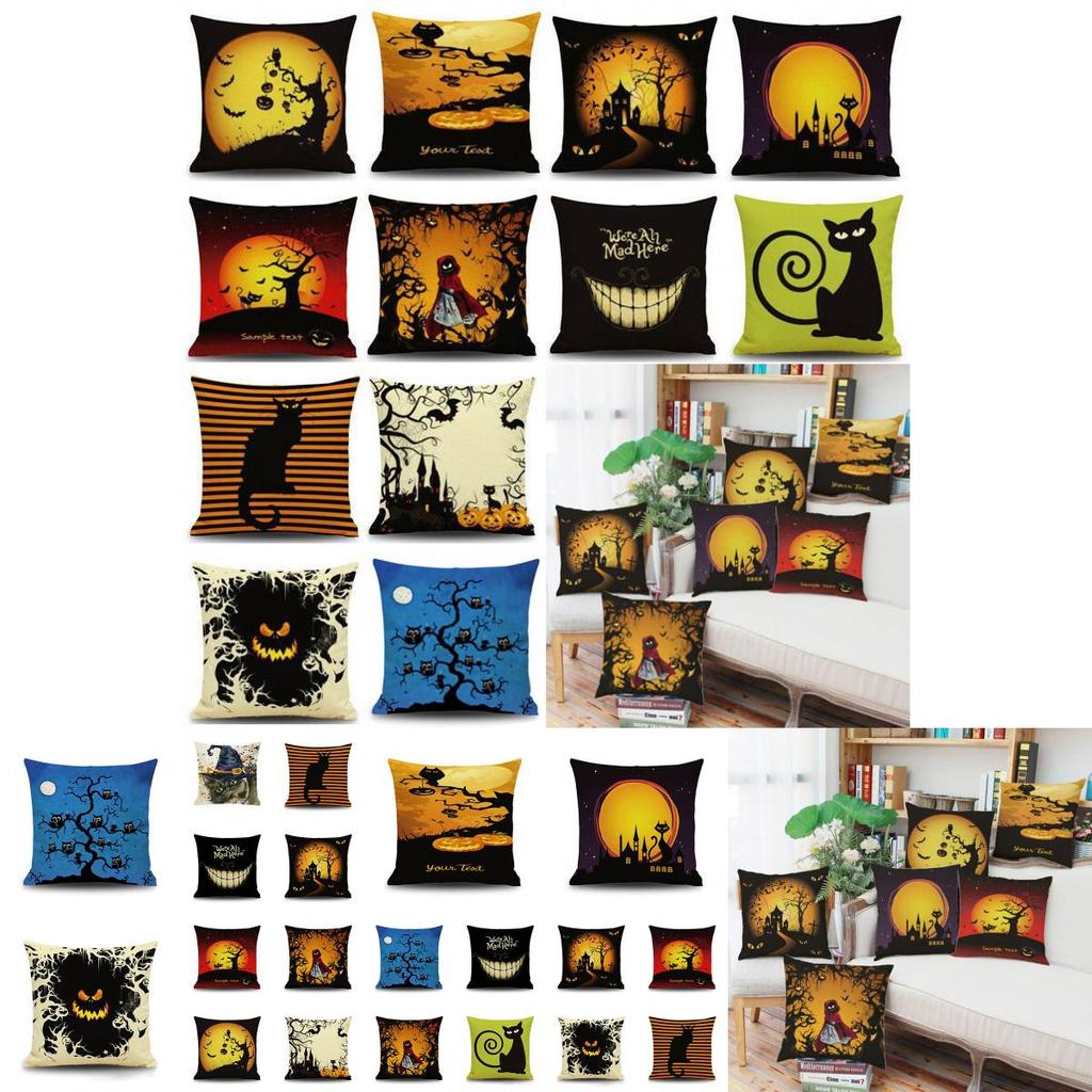 Stylish Invisible Zipper Halloween Cushion Cover For Sofa And Bed