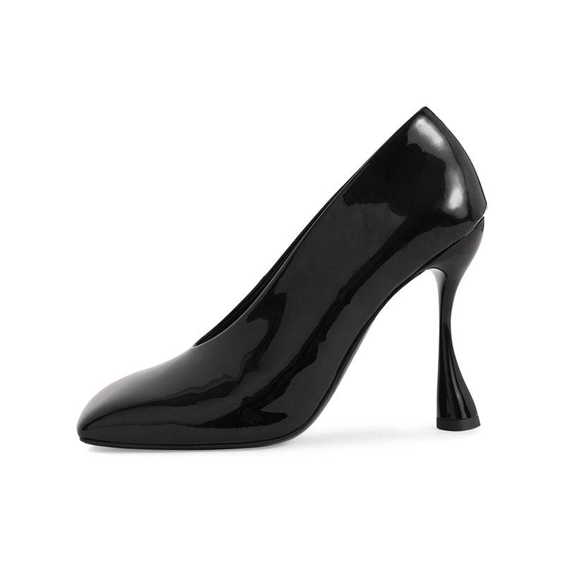 Fashion Show Style 10.5cm Irregular High Heels Spring/Summer Square Head Black White Fashion Sexy Professional Commuter Naked Shoes 43