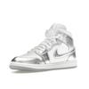 Air Jordan 1 Mid SE Metallic Silver Women Sneakers White Wolf-Grey FN5031-100