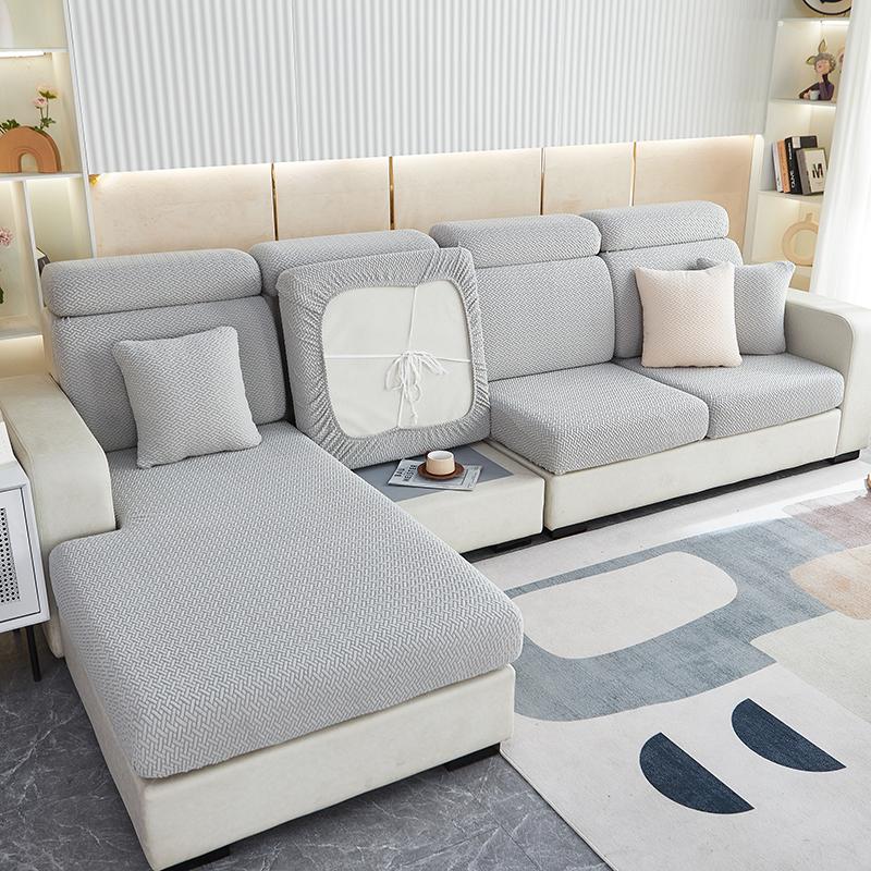 Svetanya Jacquard Velvet Seat Sofa Cover Single Loveseat L-Shaped Protector Polar Fleece Stretch Slipcovers