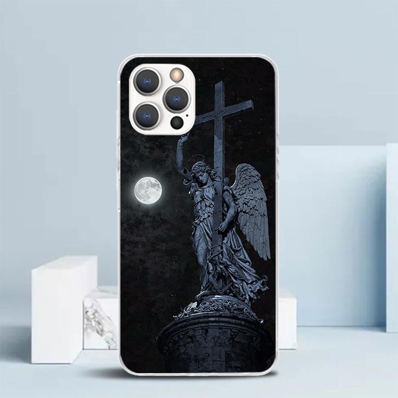 Erzengel Michael Soft Case für iPhone 16 17 Air 15 14 Pro Max 16E Handyhülle 13 Mini 12 11 7 SE 8 Druckmuster Passende Hüllen 16 1