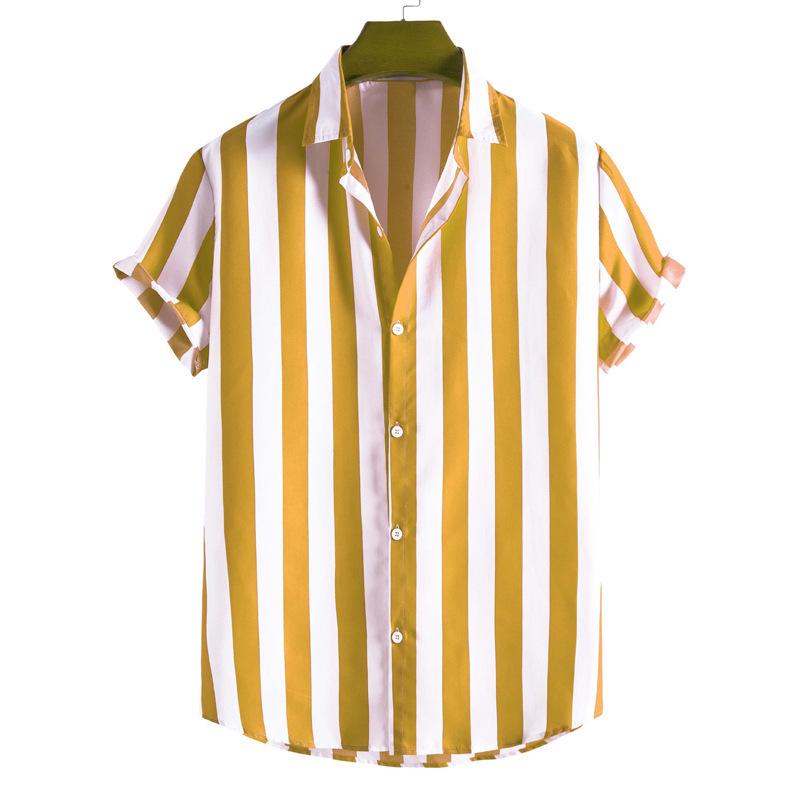 Camicia Casual da Uomo a Maniche Corte a Righe Primavera 2025