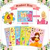 6 Sheets DIY Puzzle Stickers Princess Mermaid Face Changing Fun Jigsaw Assembly Stickers Kids Toys Birthday Gifts for Girls