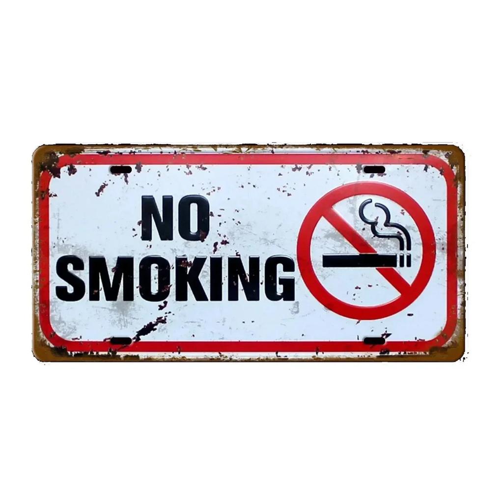 No Smoking Caution Signs: Metal Aluminum Vintage Decor for Garage & Clubs