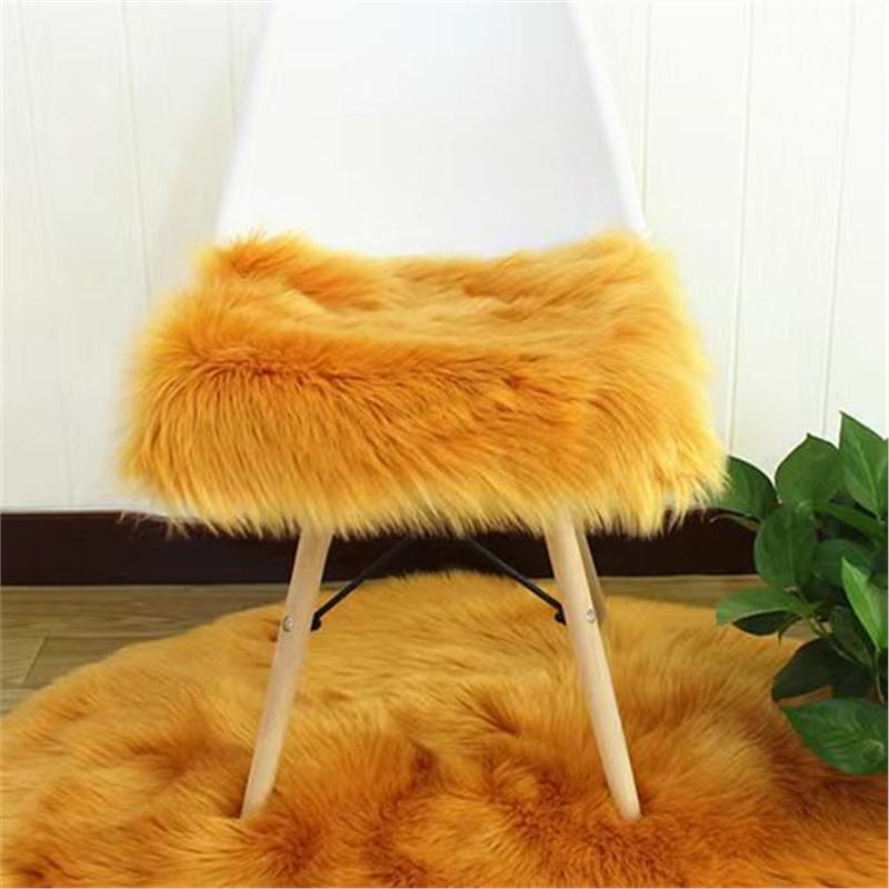 

Winter Faux Wool Long Pile Cushion - Machine Washable Chair or Sofa Pad 30x30 cm золотой