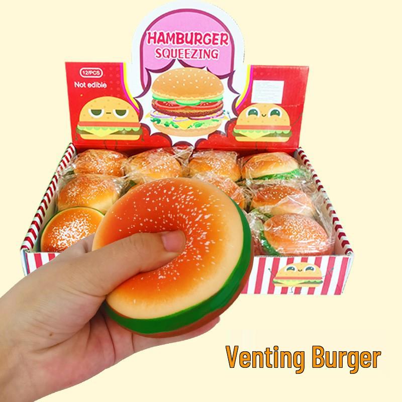 Cross-Border Decompression Toys: Fluid Egg Yolk Pastry, Hamburger Vent & Squirrel Cup. Slow Rebound, Pinch & Squeeze for Stress Relief.