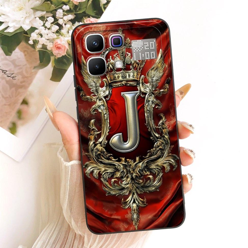 Etui Do Infinix Note 60 Pro X6878 Luksusowe Litery A-Z Modne Fajne Korona Silikonowe Funda Do Obudowy Telefonu Infinix Note60 Pro