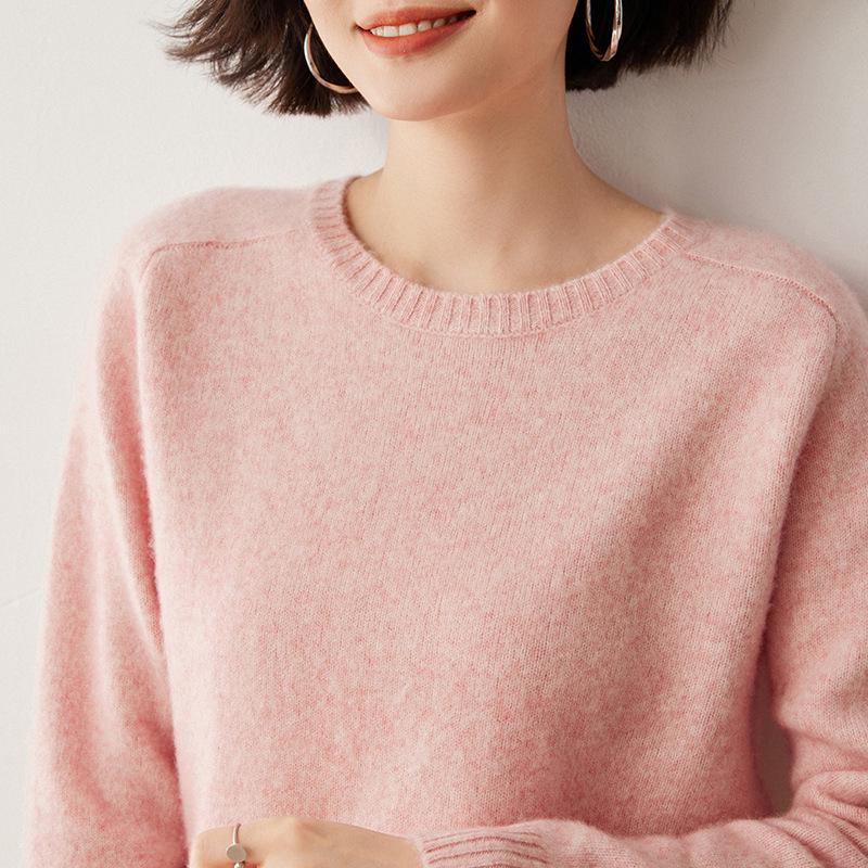 Women's Thickened Round Neck Cashmere Wool Sweater Pullover - Versatile Autumn/Winter Knitwear Top