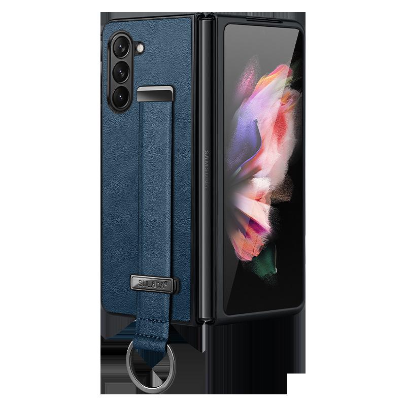 Samsung Z Fold7/6/5 Leather Texture Wrist Strap Stand Case