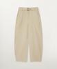 Seteo (W) Belted Cotton Barrel Fit Pants Beige