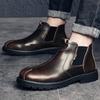 Martin Boots Leather British Casual Chelsea Boots Medium and High Top Velvet Warm New Boots