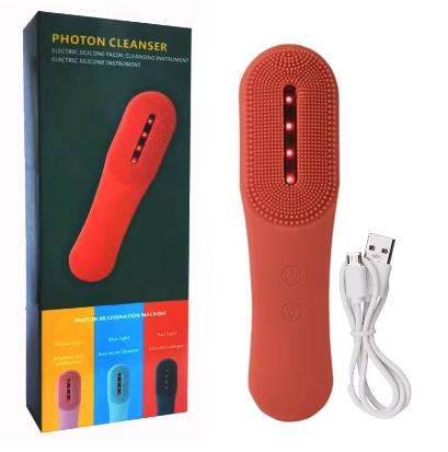 Waterproof Rechargeable Silicone Facial Cleansing Brush LED Sonic Vibration Deep Pore Cleaning Gentle Exfoliation Nose Lips UK Rechargeable