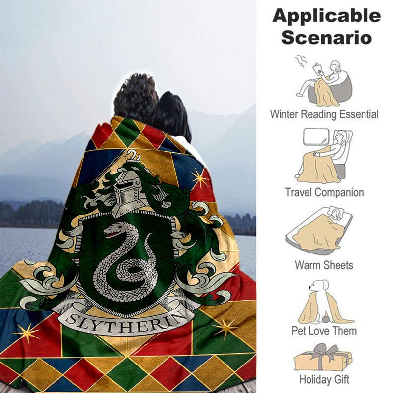 Slytherin House Crest Poster - Hogwarts House DecorPrint Blanket, Soft Blanket For Sofa Office Bed And Travelling Daughter Birthday Gift Esj