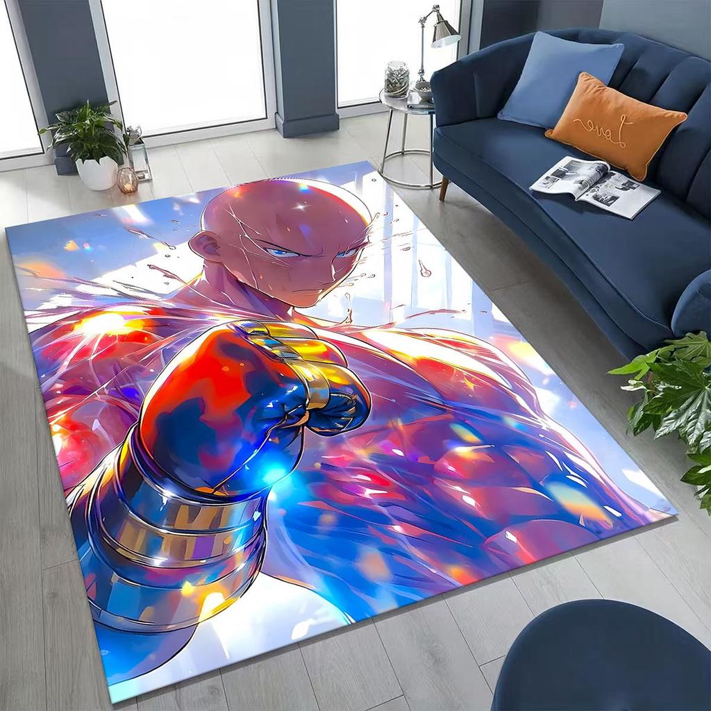 Anime One Punch Man Saitama Cartoon Cartoon Rug for Bedroom Living Room Sofa Home Doormat Decor,Kids Play Non-slip Floor Mat