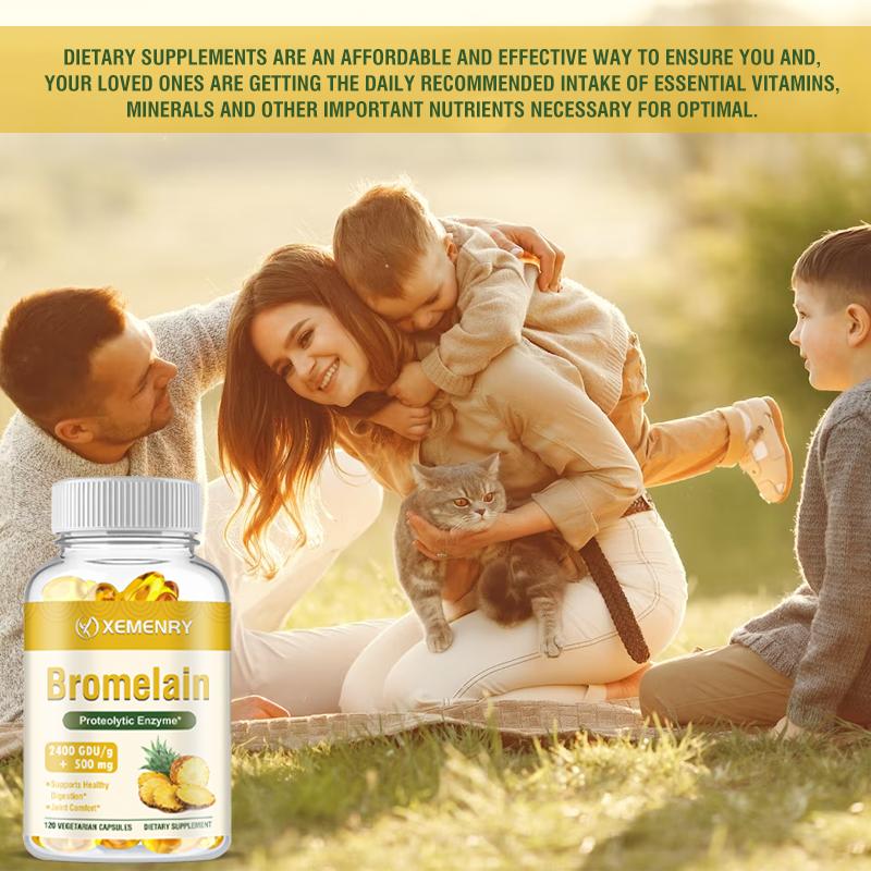Capsule di bromelina ad alta purezza, completamente naturali, 120 capsule, adatte sia per uomini che per donne, senza glutine.