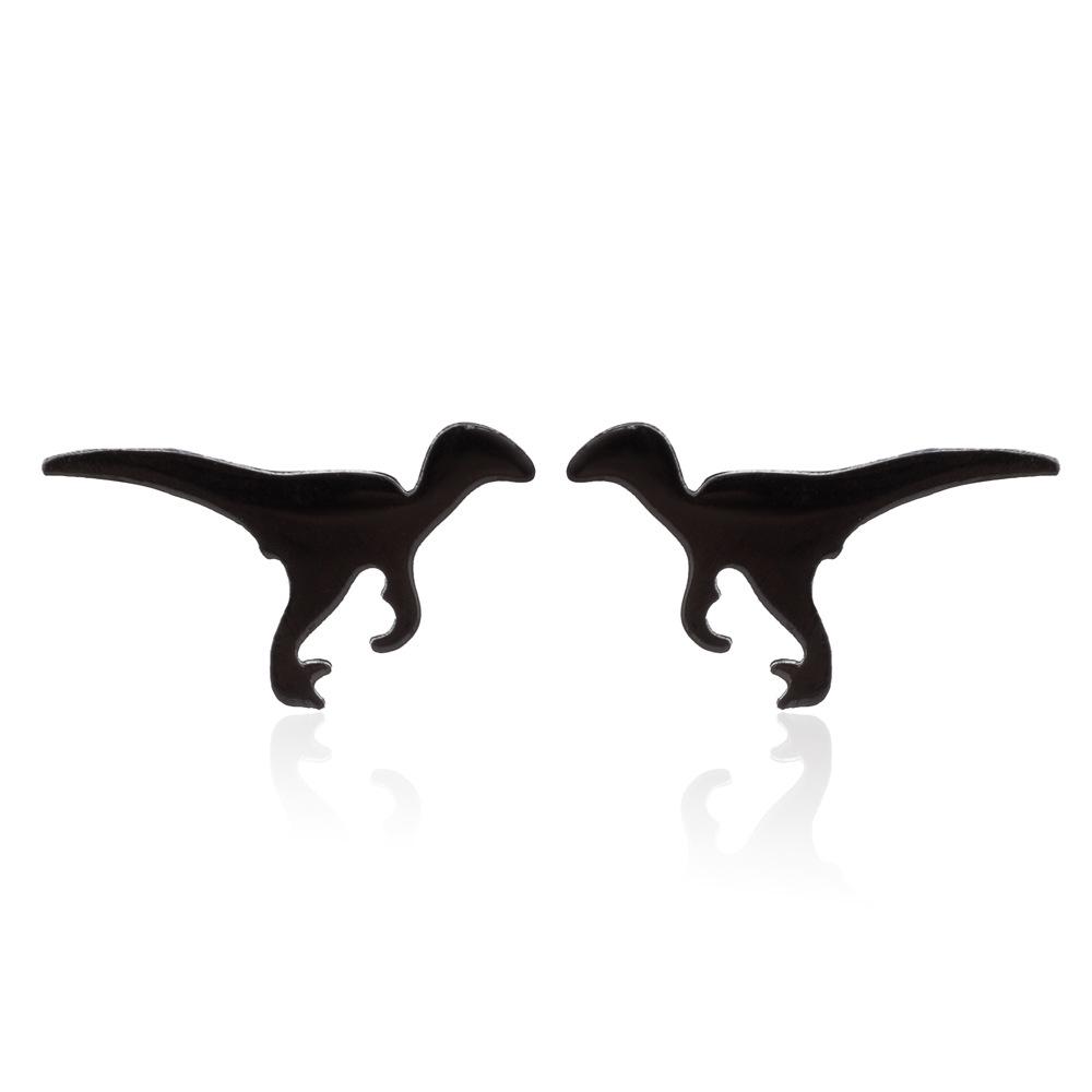 Retro Stainless Steel Dinosaur & Christmas Motif Stud Earrings
