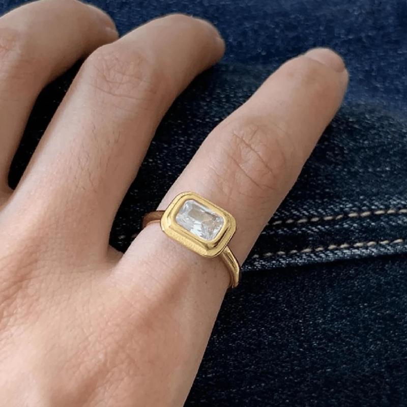 

European and American Fashionable Square Inlaid Zircon Ring, Suitable for Women s Daily Holiday Party Zircon Gifts 10