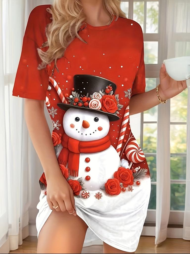 Elegante Dames Korte Mouw Mode 3D Print Midi Jurk Grote Maten Strandkleding