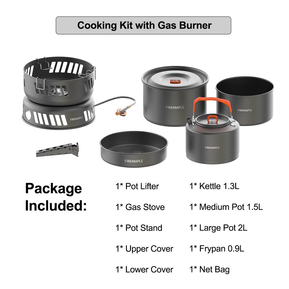 Fire-Maple Cooking Kit W/gas Burner Cookware Set Outdoor Stove Camping Pot Set Cooking System for Hiking, Camping and Picnic
