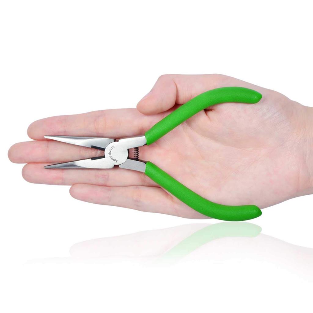 SPEEDWOX Miniature Long Nose Micro Long Nose with Cutting Tapered Fine Flat Precision Flat Mini Long Nose Compact and for Jewelry Professional Wire