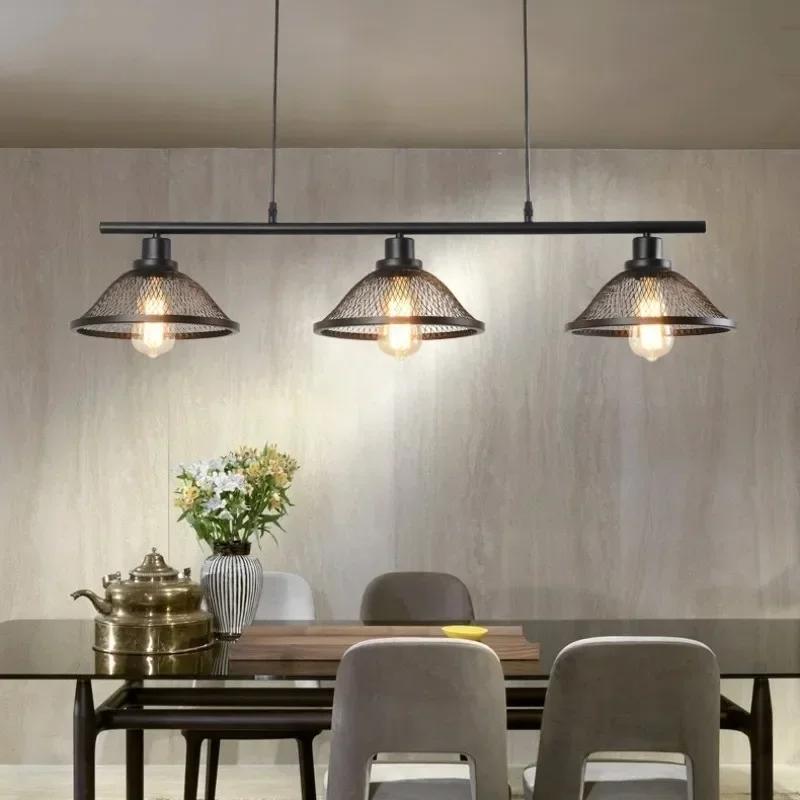 Retro Industrial Pendant Light Restaurant Dining Room Bar Engineering Iron Chandelier Hanging Bedside Light Home Decoration Lamp