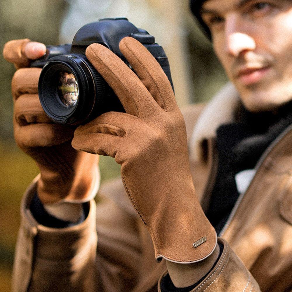 Female Plush Driving Cycling Windproof Warm Mittens Five Finger Gloves Men's Winter Gloves Velvet