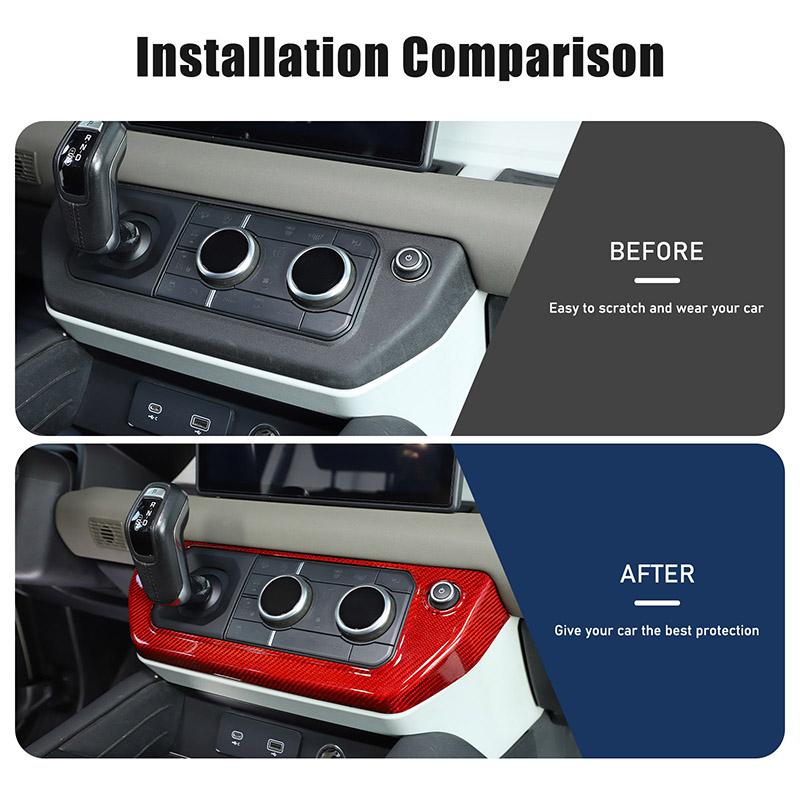 For Land Rover Defender 2020-2024 Real Carbon Fiber Center Console Gears Air Conditioning Mode Frame Cover Trim Stickers