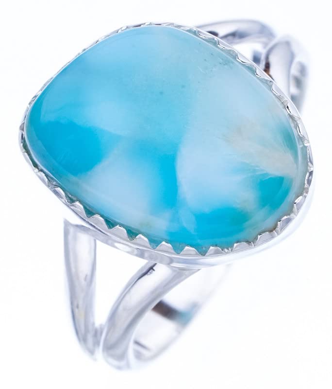 

StarGems® Natural Larimar Handmade 925 Sterling Silver Ring 8 F1562