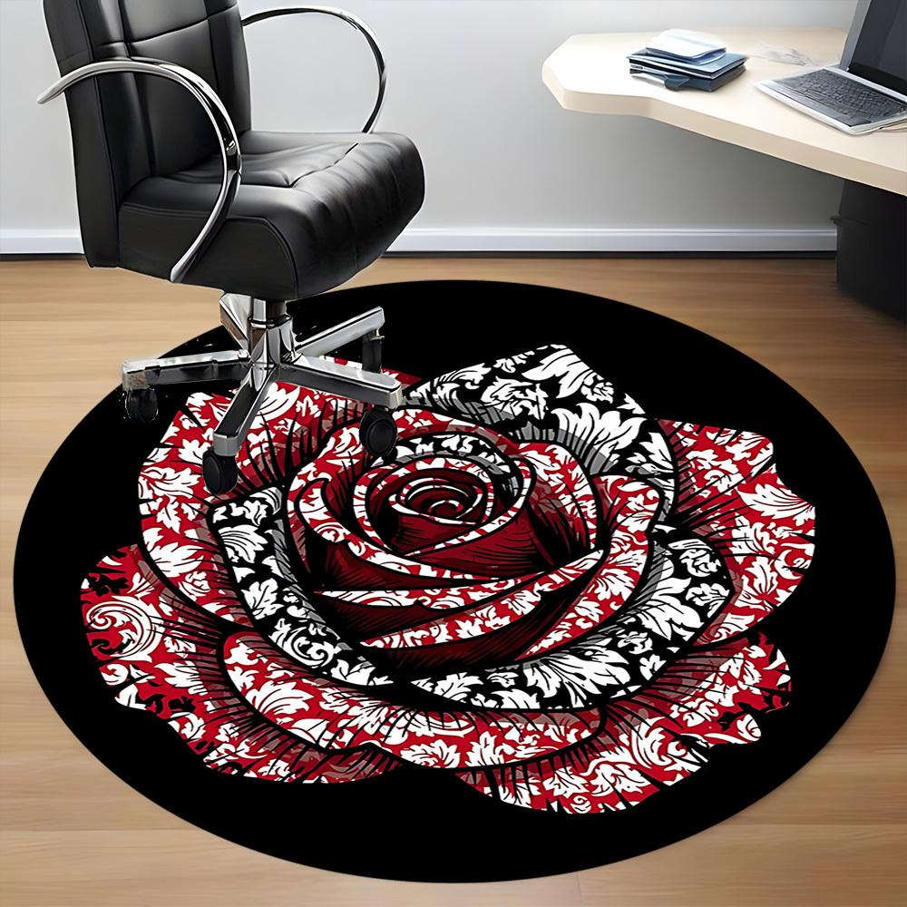 1pc Rose Pattern Chair Carpet for Office, Non-slip, Soft and Durable Office Rug for Decoration, Perfect for Office Yy260105048